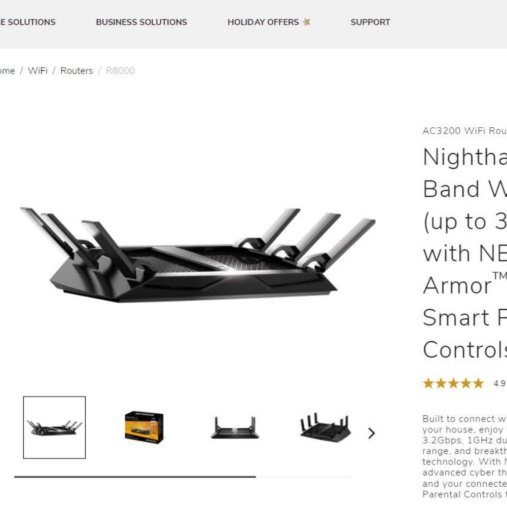 Netgear Nighthawk X6 AC3200 Tri-band wifi router (up to 3.2Gbps)